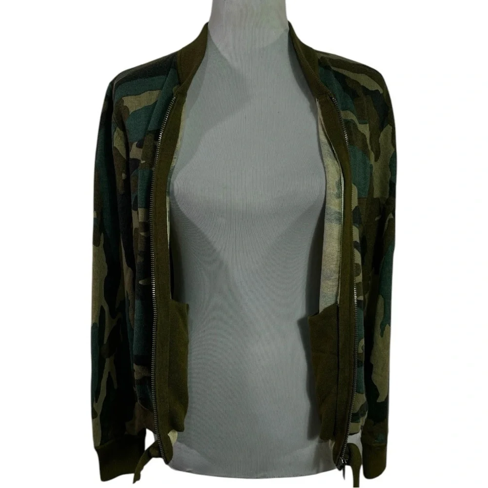 J. Crew Bomber Zip Cardigan Jacket size XS in Army Camouflage